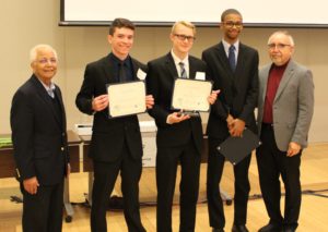 High School students winning awards at the Wearable device challenge 