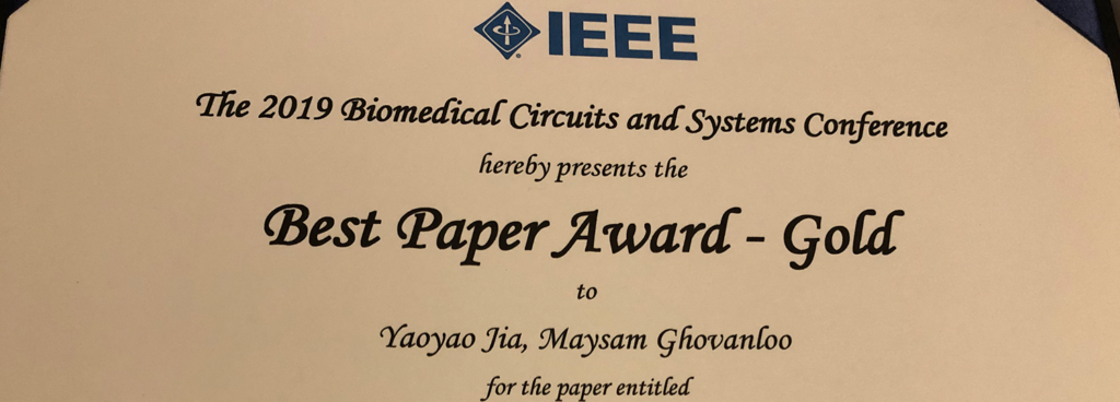 Yaoyao Jia Wins IEEE Best Paper Award