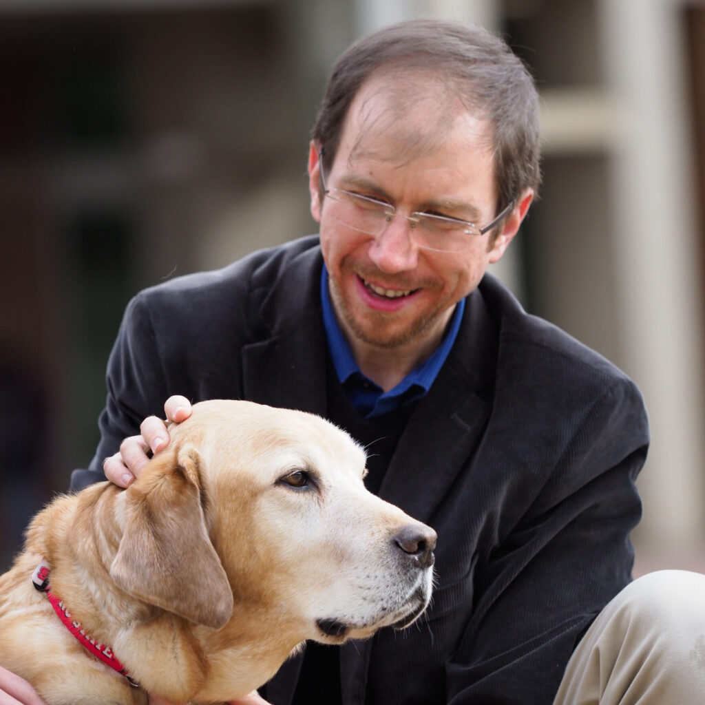 Researcher Alper Bozkurt pictured with dog